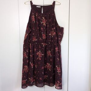 Maurices Women’s Burgundy floral sleeveless dress plus size 3
